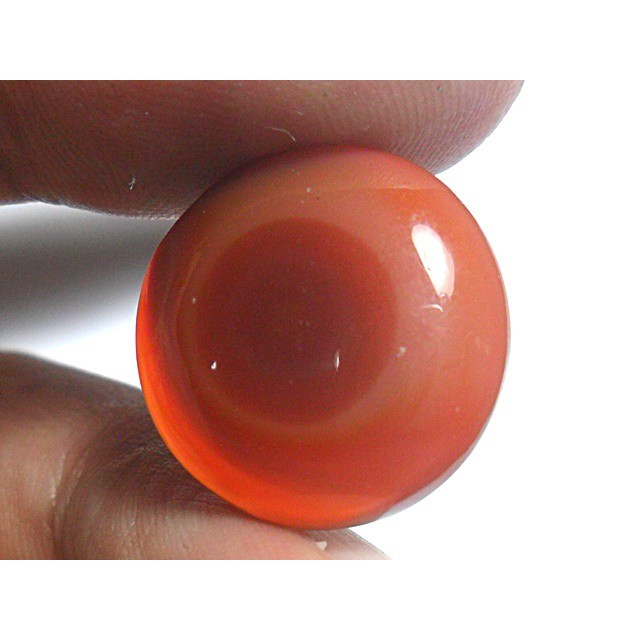 AG107 Round 17mm 12.15ct Orange Red 'Greek Evil Eye' Natural Untreated Picture Agate Lucky Charm