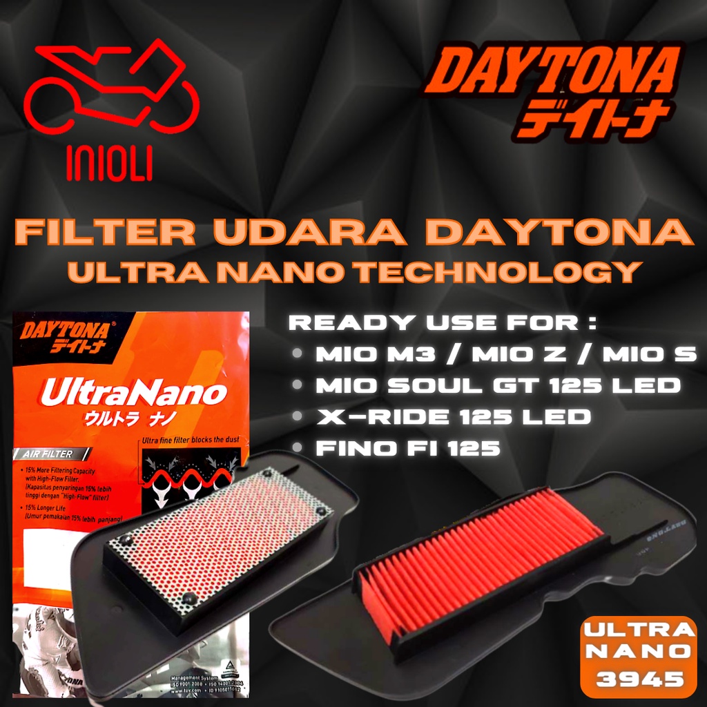 FILTER SARINGAN UDARA RACING DAYTONA 3945 MIO M3 MIO S/Z SOUL GT 125 LED X-RIDE 125 FINO FI 125 DAYT
