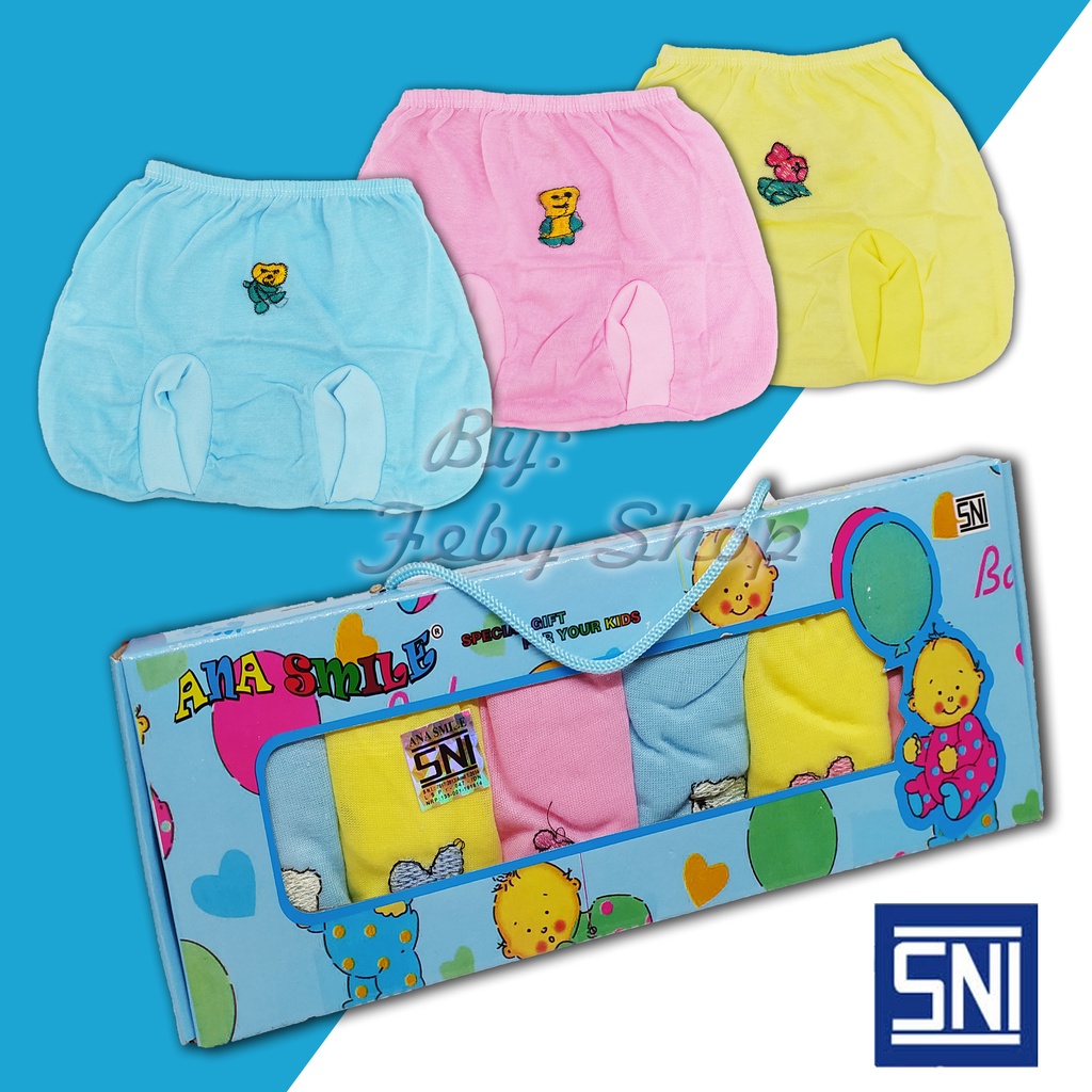 Isi 12/6 Celana Pop Bayi Ana Smile BOX  0 3 6 9 Bulan - Celana Kodok Kado Bayi Lucu Anasmile