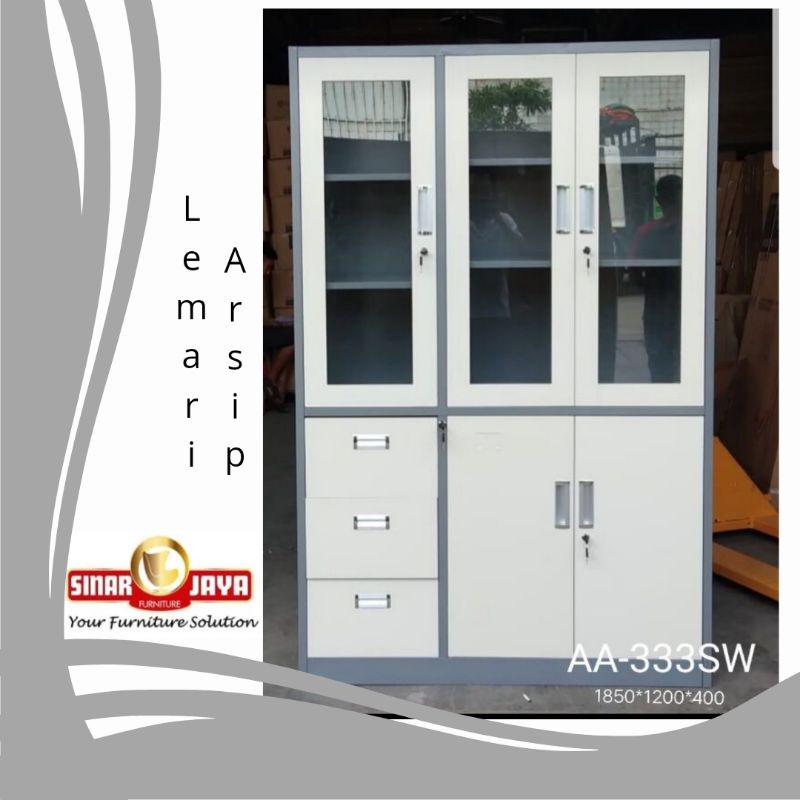 Lemari Arsip 2 pintu sleding kaca / Lemari Arsip 2 pintu kaca