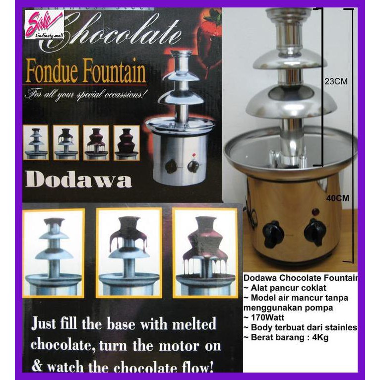 

RETLEMCOKLAT- DODAWA CHOCOLATE FOUNTAIN SINGLE/PENGHANCUR COKLAT/FONDUE FOUNTAIN -ASLII.