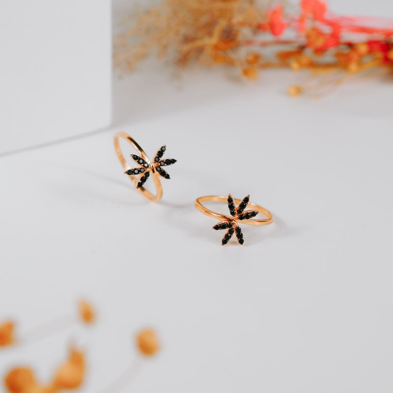 Cincin Emas Motif Daun Singkong Mata - Toko Emas Gadjah