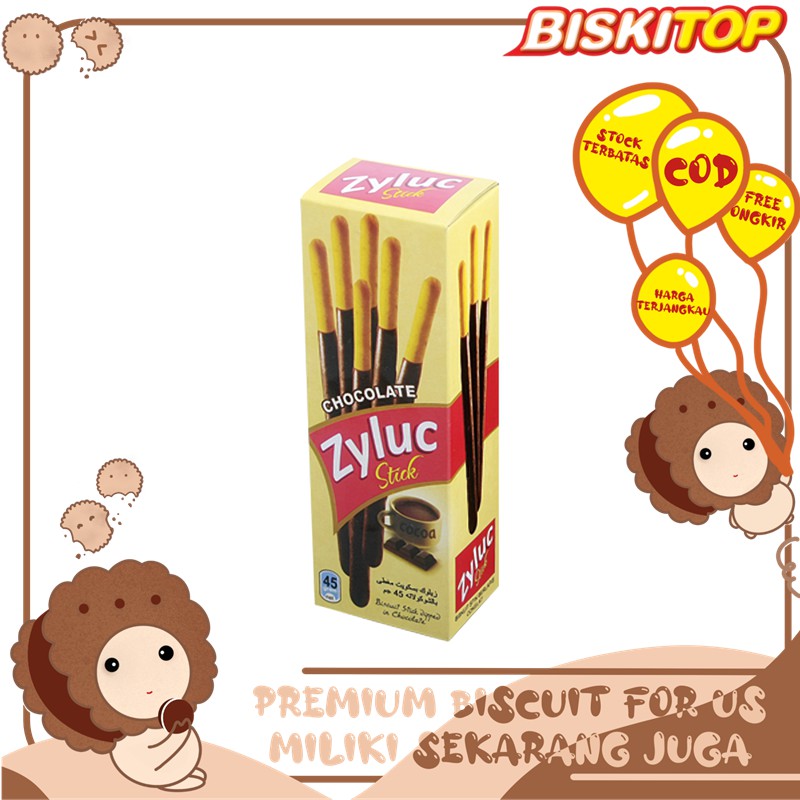 

BISKITOP - Zyluc Stick Coklat Box 33g Biskuit Stick Kue Kering Stick Anak Dewasa Enak Renyah Coklat