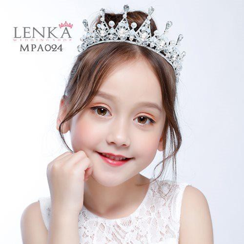 Aksesoris Mahkota Crystal Anak l Crown Mutiara Pesta Putri Lenka - MPA024