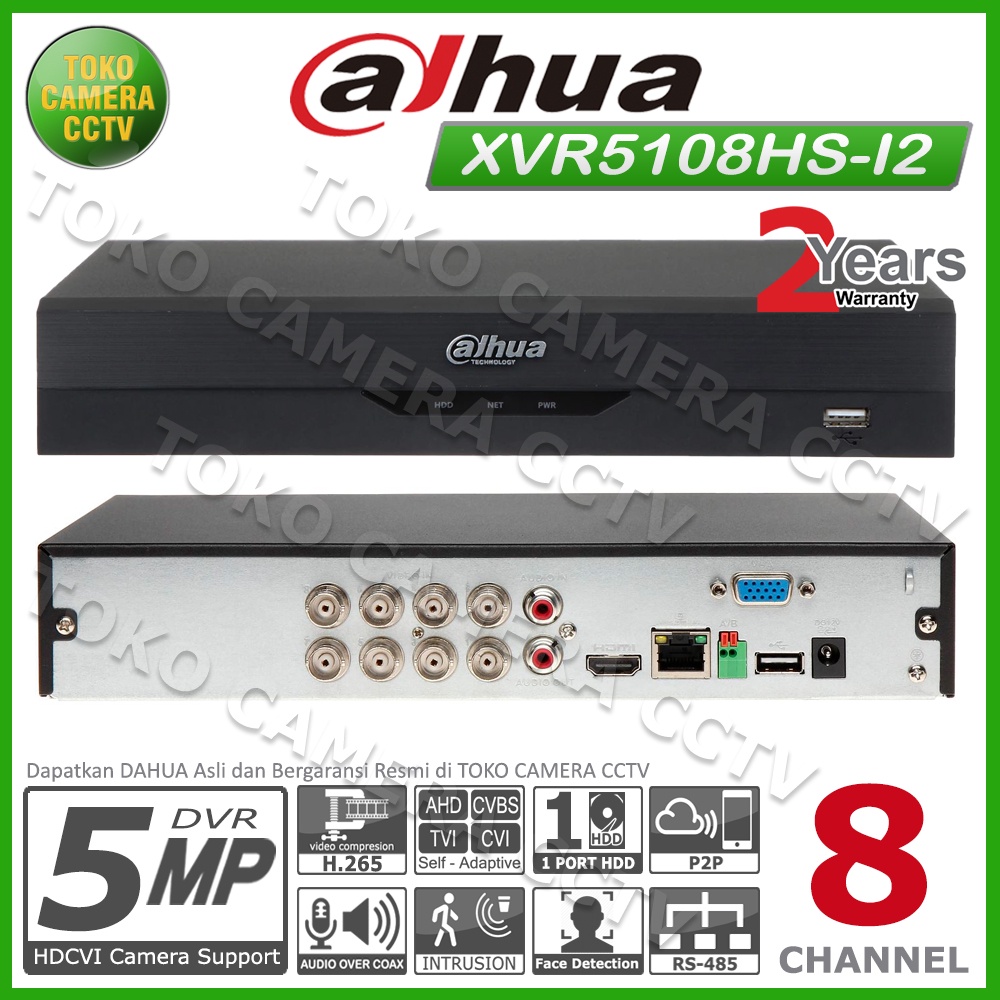 DVR DAHUA 8 CHANNEL DH-XVR5108HS-I2 5MP XVR5108HS I2 DVR 8CH DAHUA 5MP