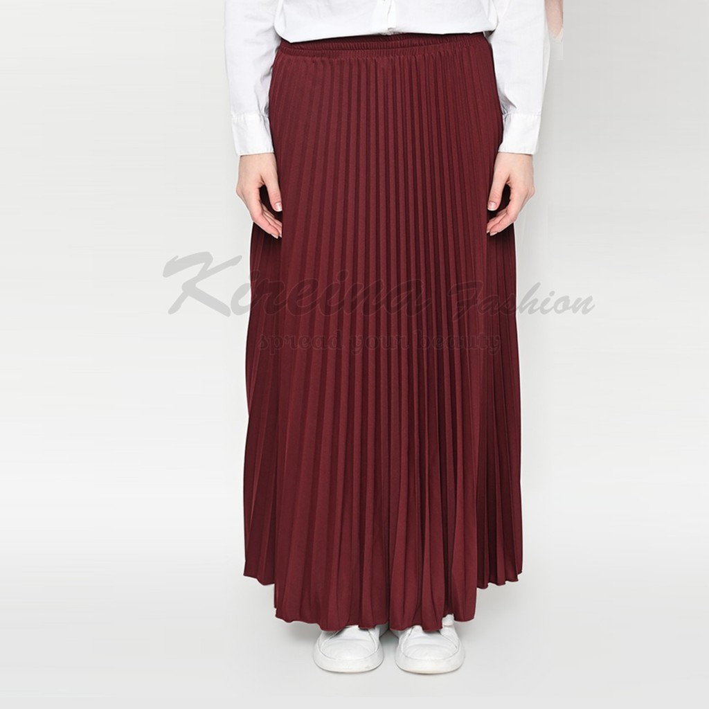 Rok Plisket Wanita Flare Skirt bahan Hyget | Kireina Fashion