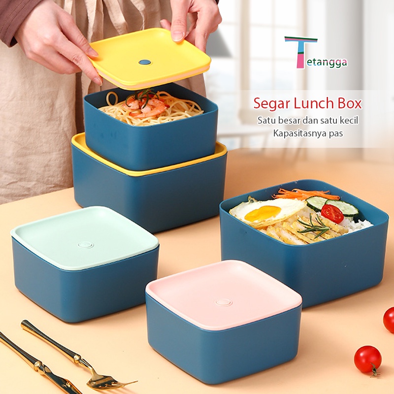 2 Pcs Kotak Tempat Makan / Lunch Box / Bpa Free / PP Jerami Gandum / Bento Set Kotak Makan