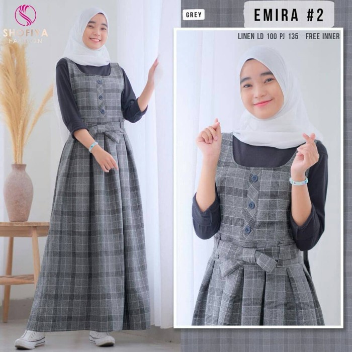 TERBARU       Gamis Dewasa Emira Overall Set/Long Dress/Gamis Set Overall Remaja
