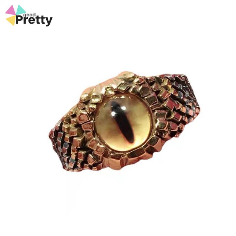 Cincin Pria keren Desain cincin adjustable Mata Merah Bahan Metal Gaya Retro Punk Rock cincin batu akik Untuk Pesta Motor - PD