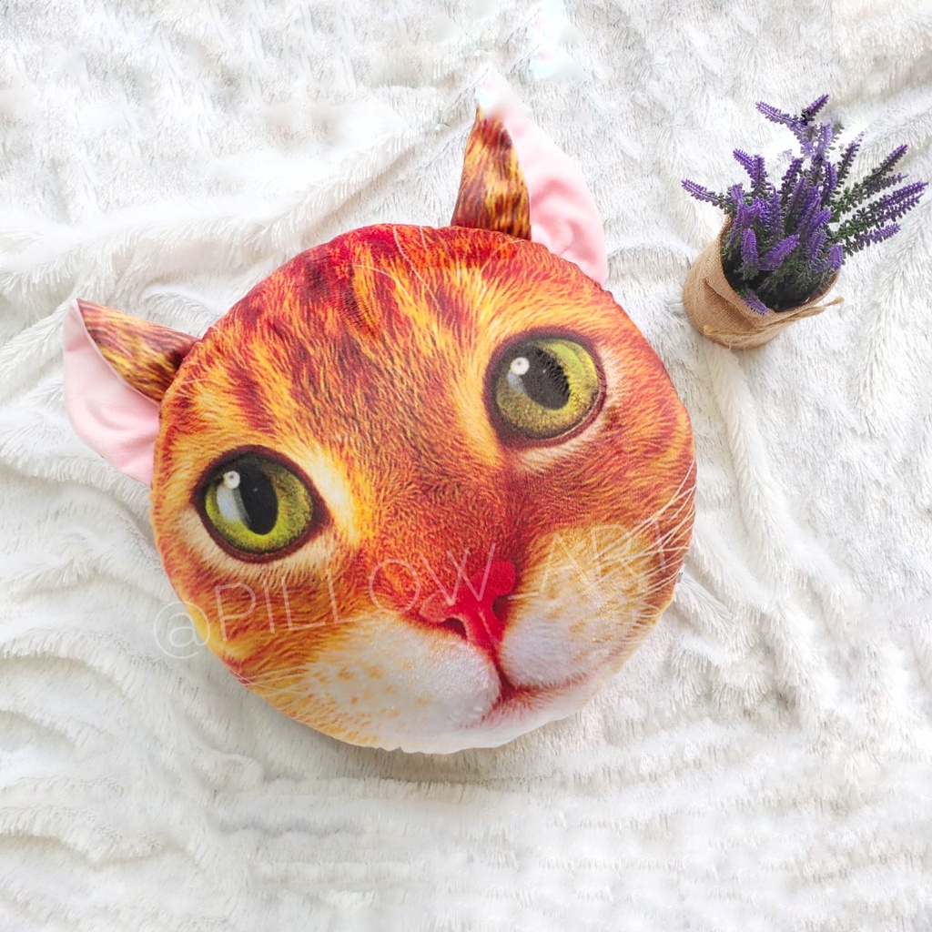 Pillowart - Bantal Sofa Kepala Kucing Bulat Size M - ART128