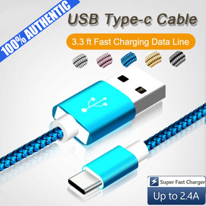【P&amp;T】1/2/3M Nylon Braided Type C Data Sync Fast Charging Cables For Samsung S9 S9 S10