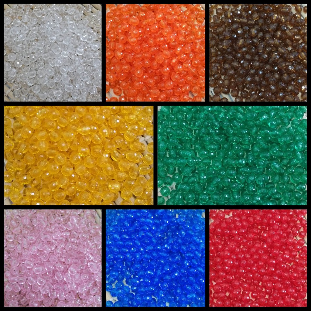 4 mm Mute / Manik / Mote - Mute Kilap Bulat Plastik 25 gr / Aksesoris Kalung Gelang Bahan Kerajinan