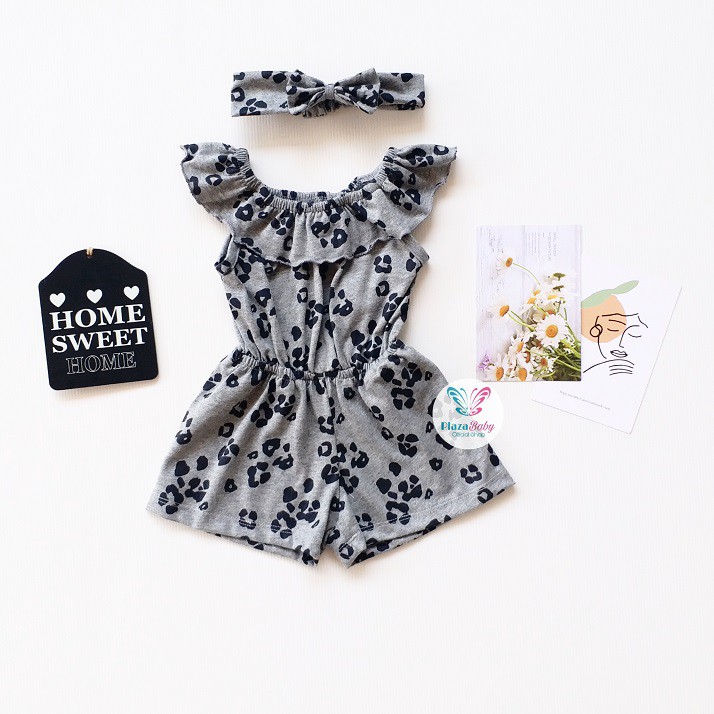 Plazababyku MX JUMPSUIT NESYA BANDO setelan bayi motif bunga yang lucu free headband