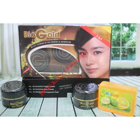 PAKET BIOGOLD BPOM ORIGINAL / BIO GOLD WHITENING CREAM 3IN1 (3  IN 1)