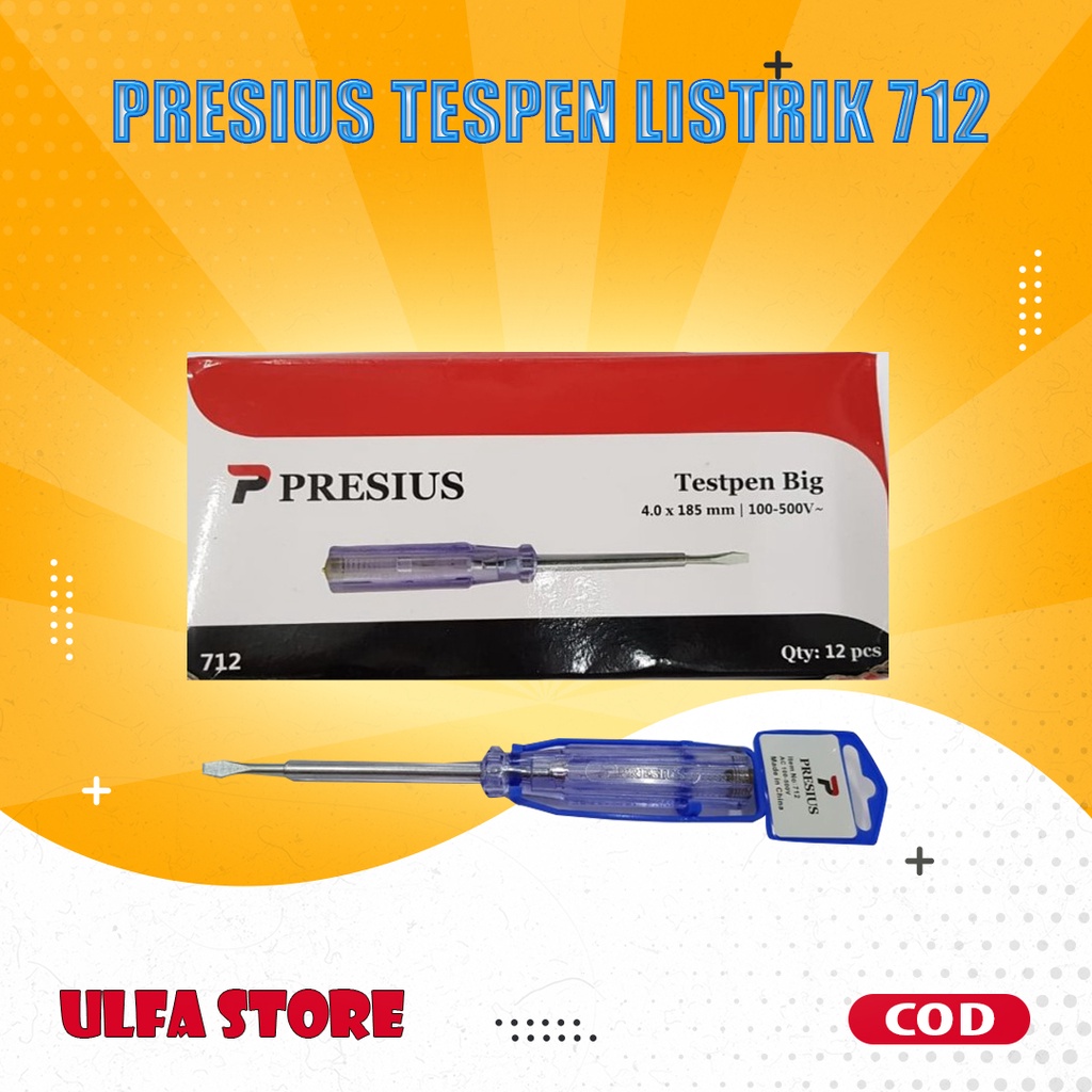 PRESIUS TESPEN LISTRIK 712 (HARGA GROSIR) OBENG MIN MINUS TESTPEN BESAR TES TEST PEN ORIGINAL KUAT  
