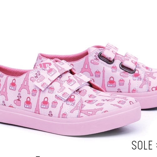 Sepatu Anak Perempuan Corak Motif Lukis MGG-258 Sneaker pesta Velcro Kets Anak Cewek Warna Pink