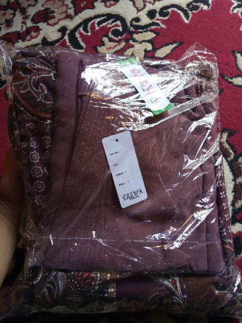 Yk Shop Clok 4 Meter Set Gamis Monalisa Motif Batik Coklat