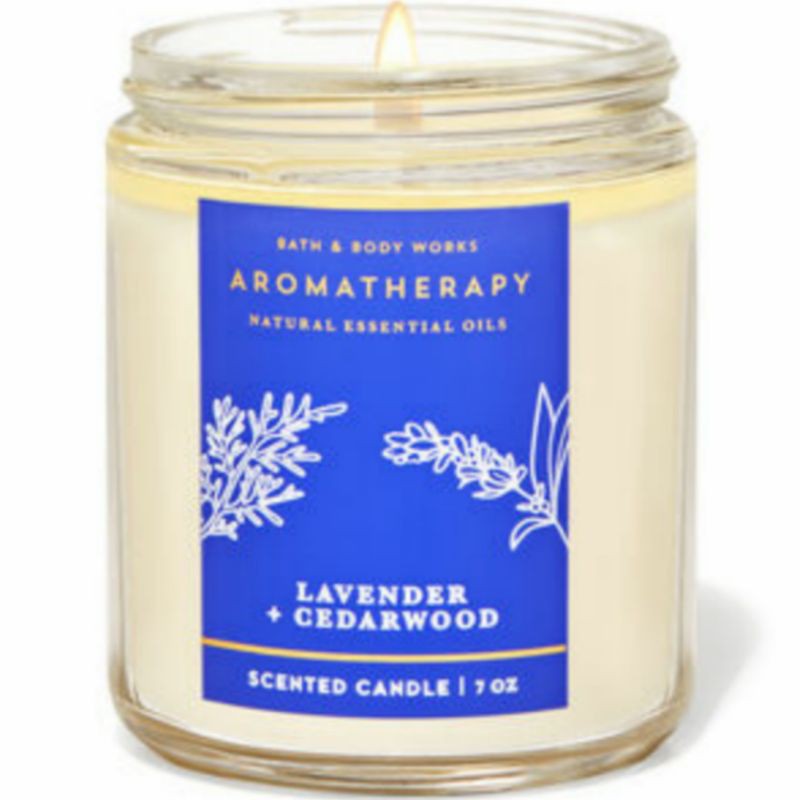 BATH &amp; BODY WORKS BBW AROMATHERAPY SLEEP LAVENDER CEDARWOOD MADE WITH ESSENTIAL OILS WHITE BARN 1 SINGLE WICK SCENTED CANDLE 198 G PENGHARUM RUANGAN