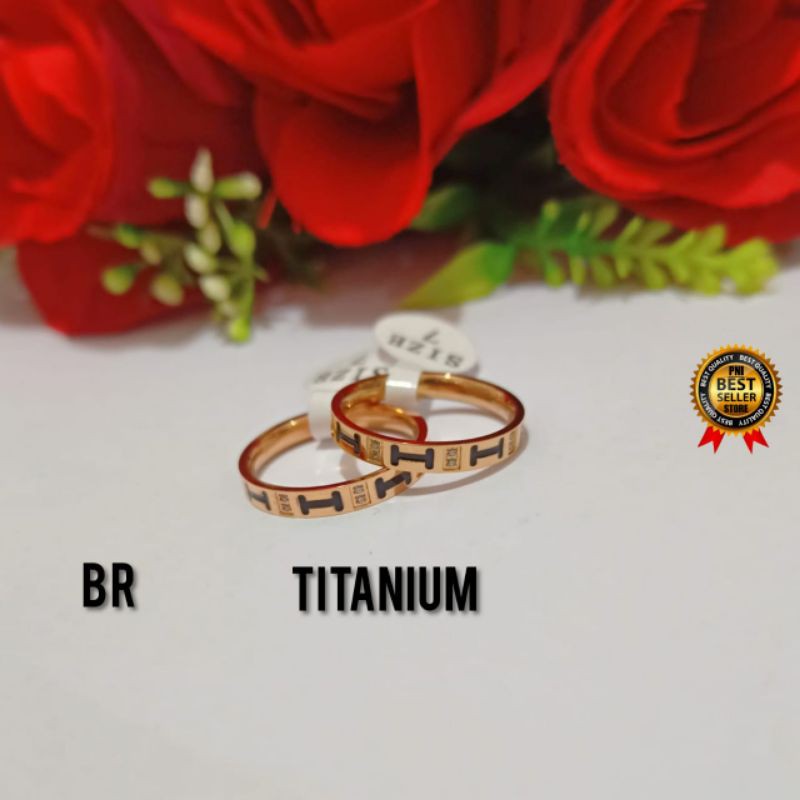 CINCIN COUPLE TITANIUM CINCIN PRIA WANITA LAPIS EMAS 22 K MEWAH