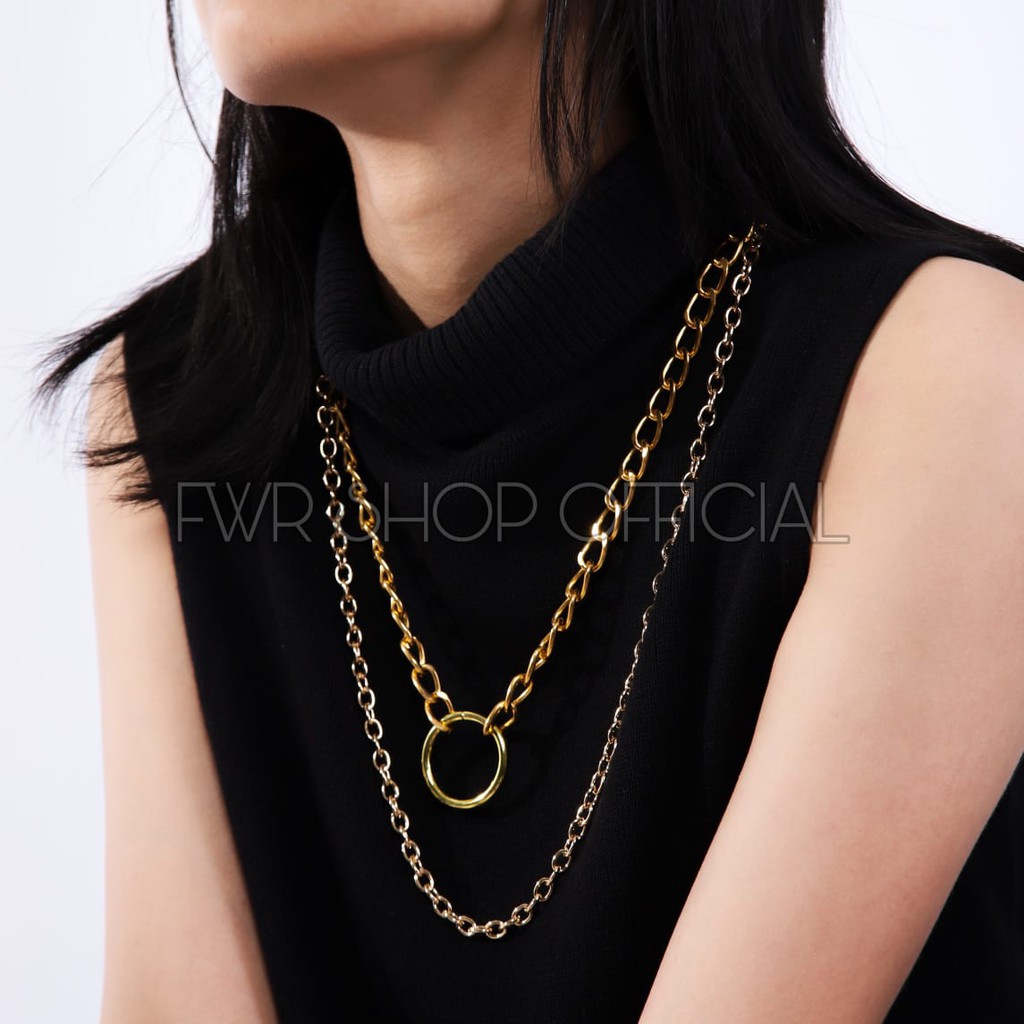 FWR - Kalung Rantai Wanita Panjang Multilayer Necklace