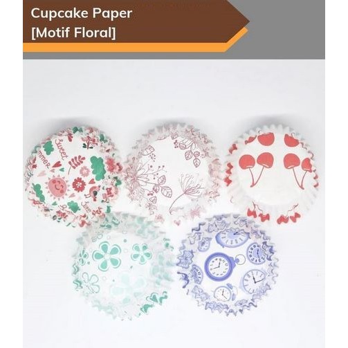 Cupcake Liner - Kertas Cupcake Motif Floral (100pcs)