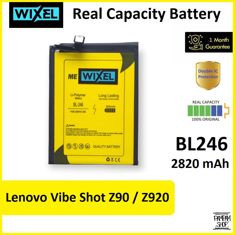 WIXEL ME Baterai Lenovo Vibe Shot Z90 Z920 BL246 Real Capacity Battery Original 100% Batre Batrai HP Handphone BL 246