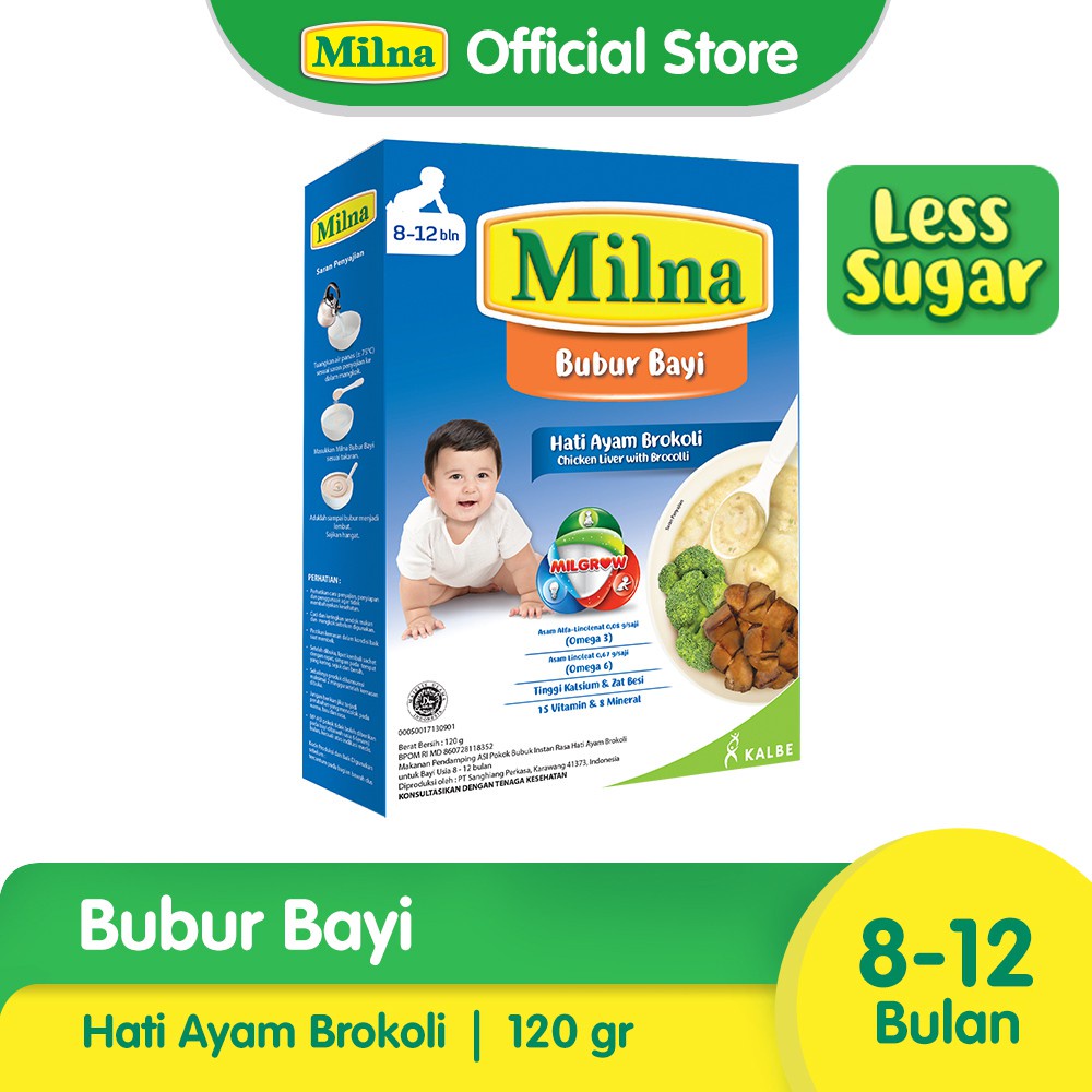 Milna Bubur Reguler 6+ 8+ Milna Bubur Bayi 120gr