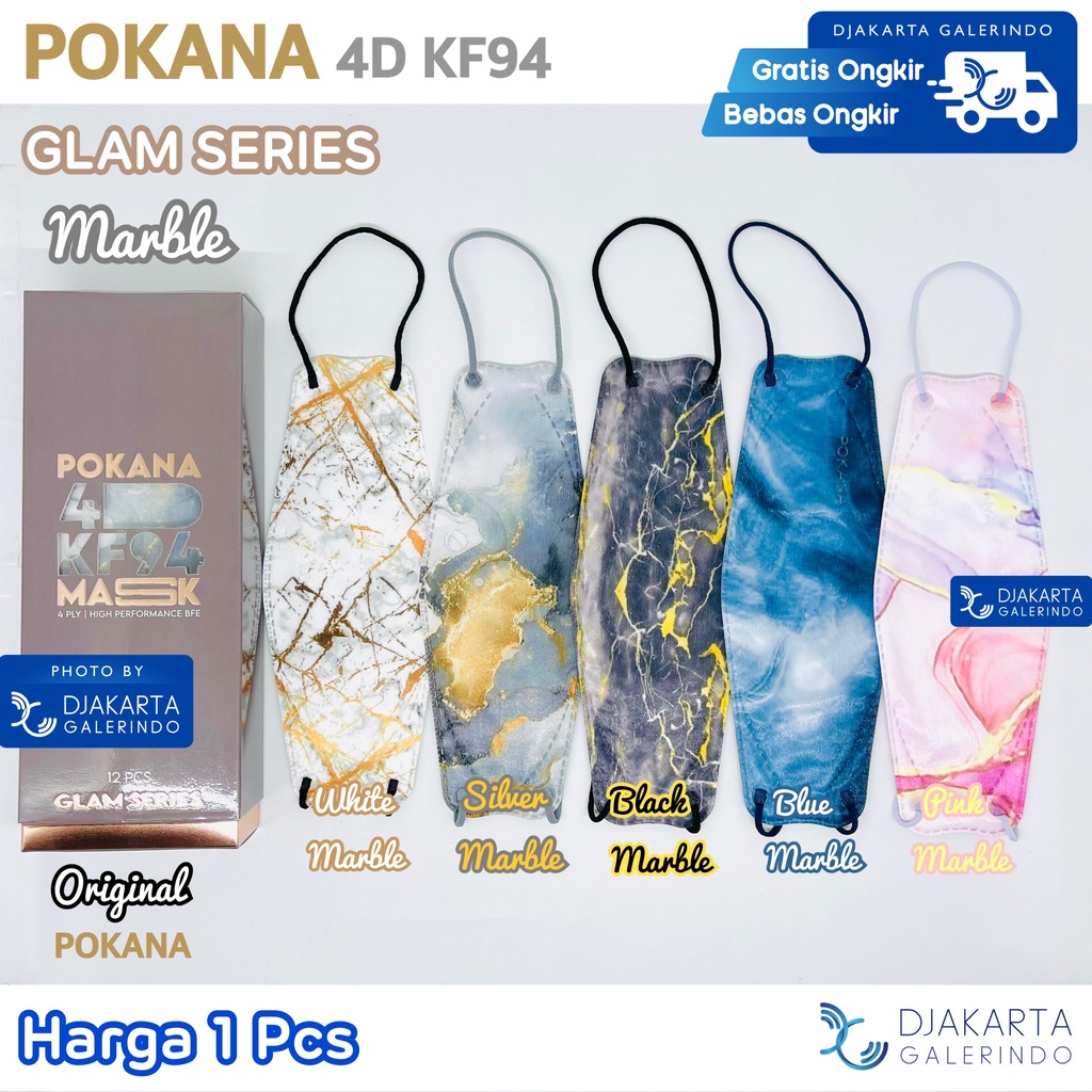 Masker POKANA 4D KF94 Marble / Marbel Glam Series Original Pokana