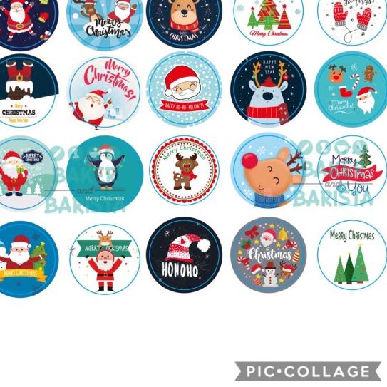 

♕ (24pcs) Sticker xmas assorted 3cm / tempelan natal christmas kado ☞