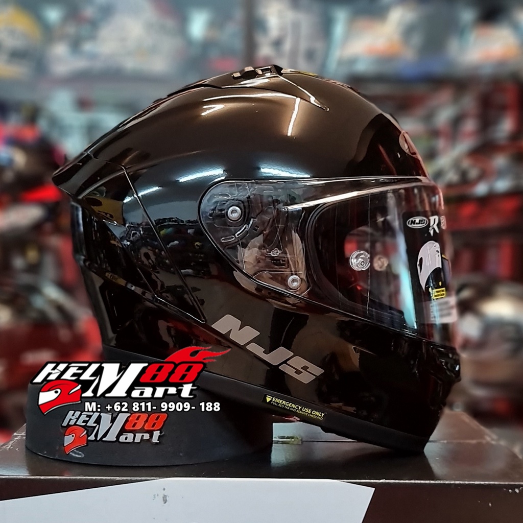 NJS ZX-1R Solid + PINLOCK Antifog Original Helm NJS ZX1R FLAT VISOR NJS ZX1 TERBARU-HITAM GLOSSY
