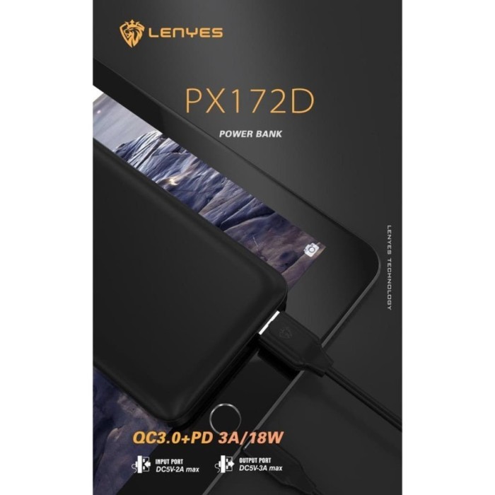 Power Bank Lenyes PX172D 10000 MAH Fast Charging QC 3.0 + PD ORIGINAL