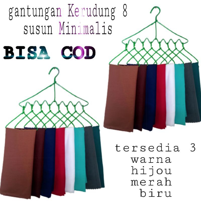 Hanger Gantungan Kerudung kawat  8 Susun | Gantungan  Jilbab kawat |Rak Hijab Minimalis|Rak pashmina | Gantungan syal | Rak serbaguna