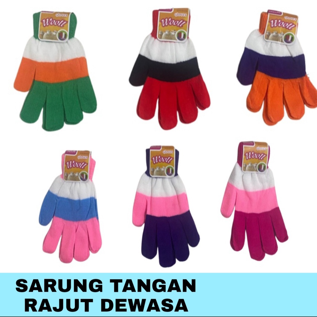 Sarung tangan wanita dewasa motif belang anti slip woll  / sarung tangan motor bahan lembut termurah