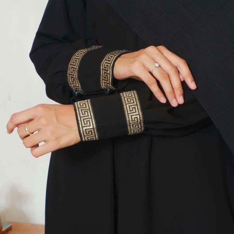 Gallery Exclusive Abaya Hitam Gamis Bordir Turkey Renda Emas Manset G