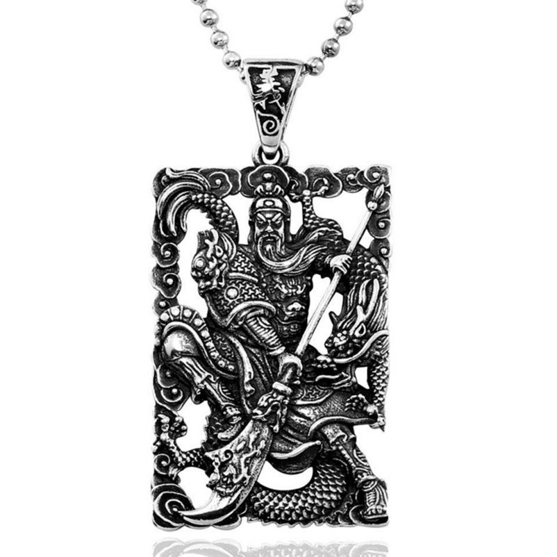 Fashion Retro Guan Yu Door-god Patron Saint Exorcism Necklace Pendant Jewelry