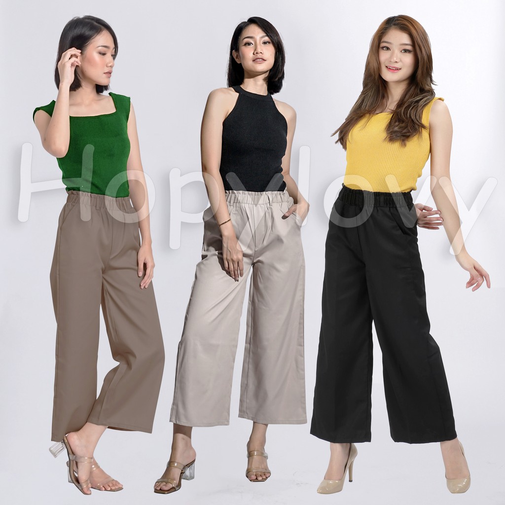 HOPYLOVY - Celana Kulot Wanita bahan Katun American Drill Jesika