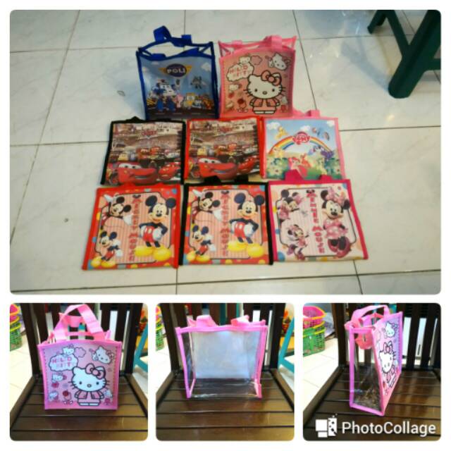 

Tas ultah tenteng mika karakter printing oscar