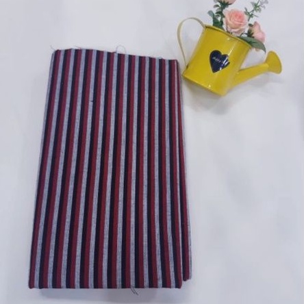 Kain batik lurik tenun motif merah hitam abu