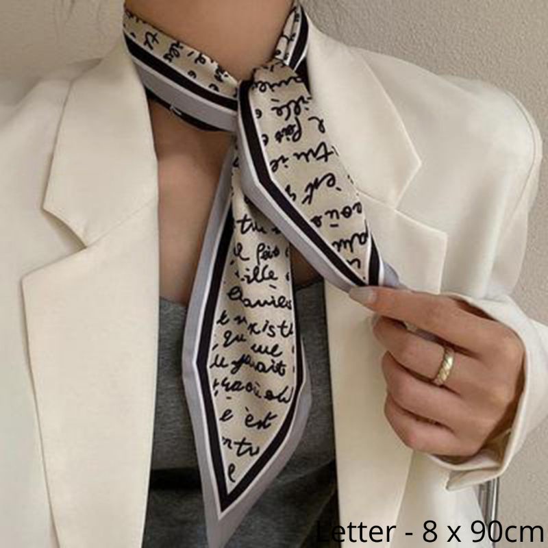 Twilly Scraf Korean Yosbee Premium Silk Syal-Letter
