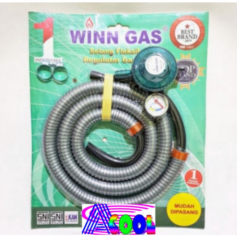 Winn Gas PAKET Bodi Besar Regulator+Selang 1,8 Flexible Pengaman Amper