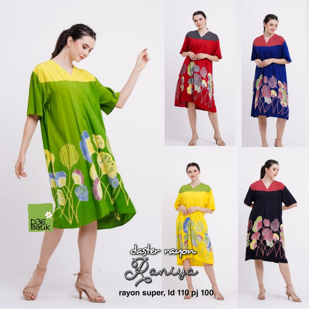 Daster Rayon Raniya Batik Bunga Truntum Jumbo Rayon Santung Santai Casual Home Daster