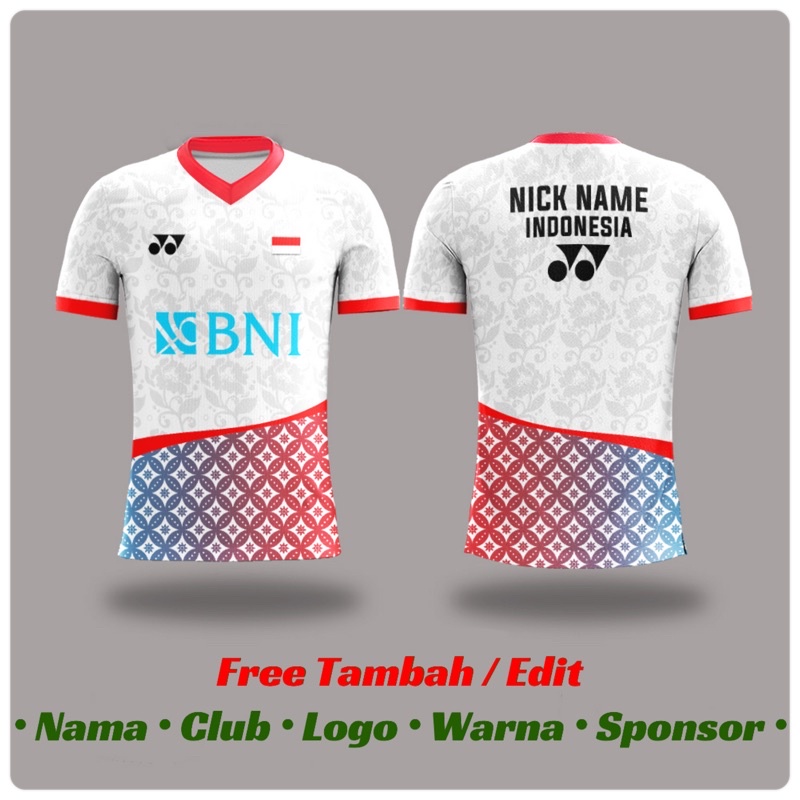 Jersey Bulutangkis Custom | Baju Kaos Badminton Custom Dryfit Jumbo Size | YONEX BATIK INDONESIA