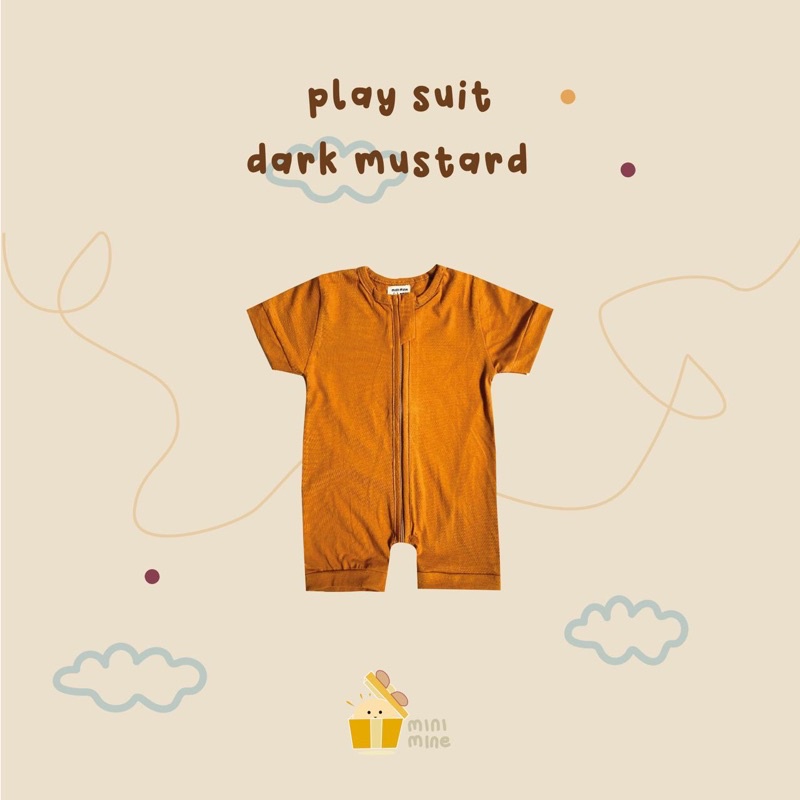 Minimine - Playsuit Zipper Baby / body suit resleting / baju bayi laki-laki perempuan unisex / jumper / baju bermain anak bayi / romper / bodysuit / piayama bayi-DARK MUSTARD