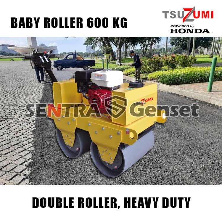 Mesin baby roller double drum. Mesin pemadat aspal. Honda Tsuzumi