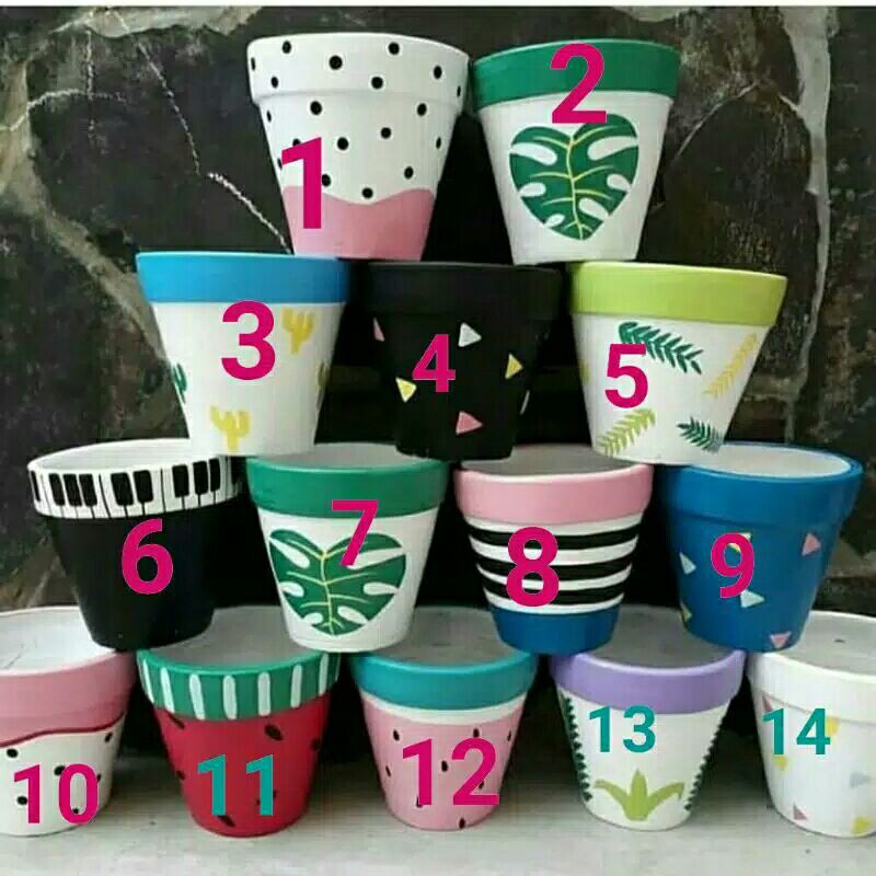 (COD) pot kaktus /pot lukis/pot gerabah/pot mini