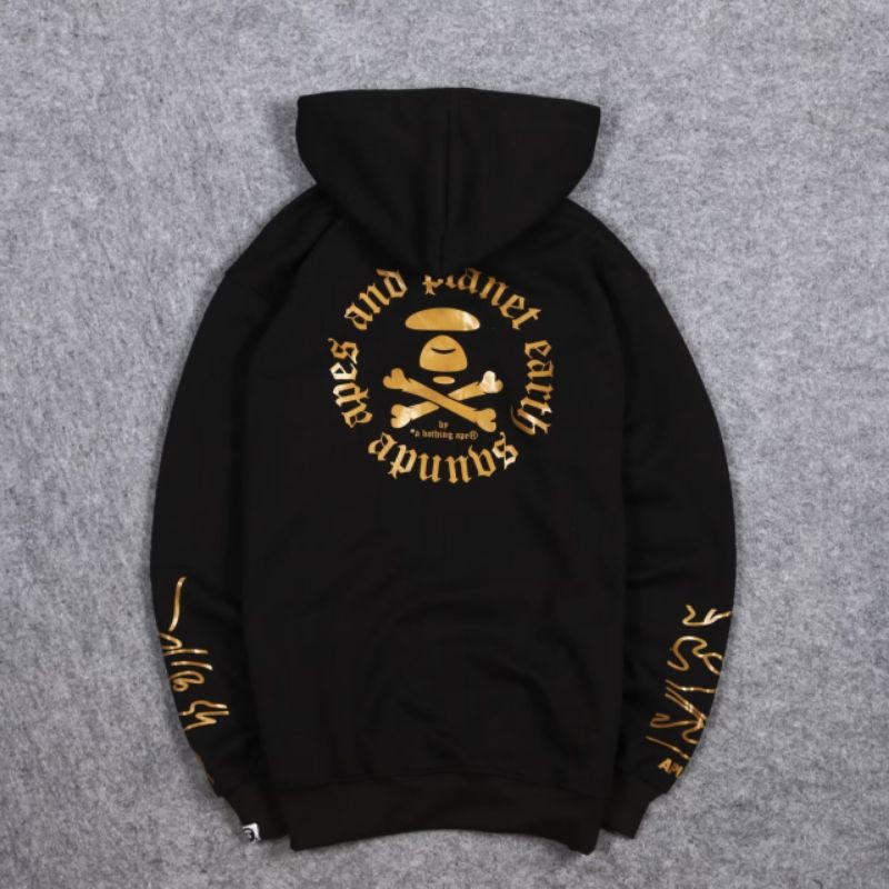JAKET HOODIE JIPPER AAPE BY A BATHING APE APUNBS BLACK PREMIUM DISTRO TERLARIS & MURAH