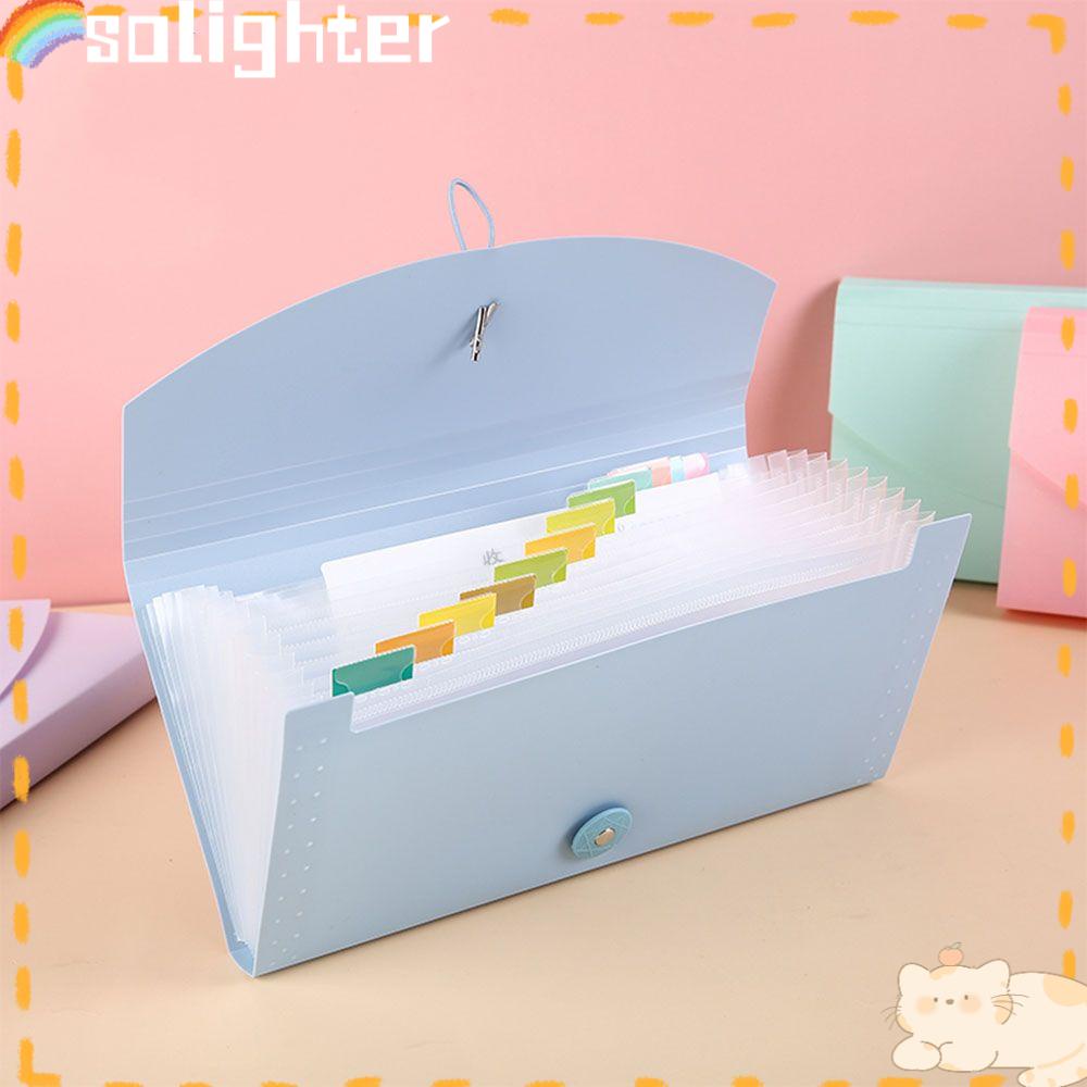 SOLIGHTER 13 Pockets Home Office Supplie Accordion File Organizer Business Document Organizer Expanding File Folder Storage Folder Expandable Card Ticket Holder Plastic Check Bill Receipt/Multicolor