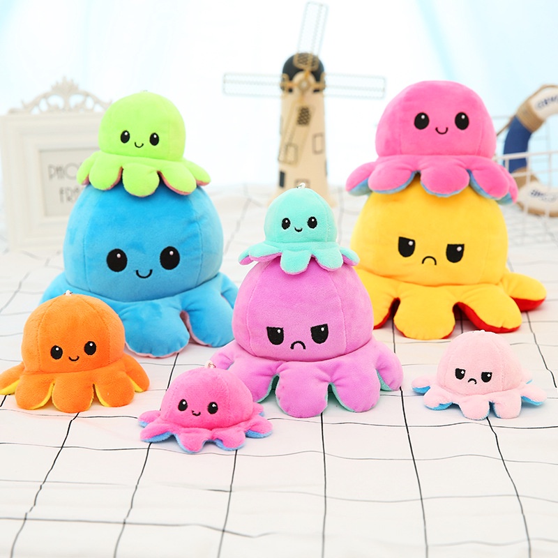 Boneka Gurita Octopus Doll Bisa Bolak Balik Cumi Ekspresi Rainbow Pelangi/C 147