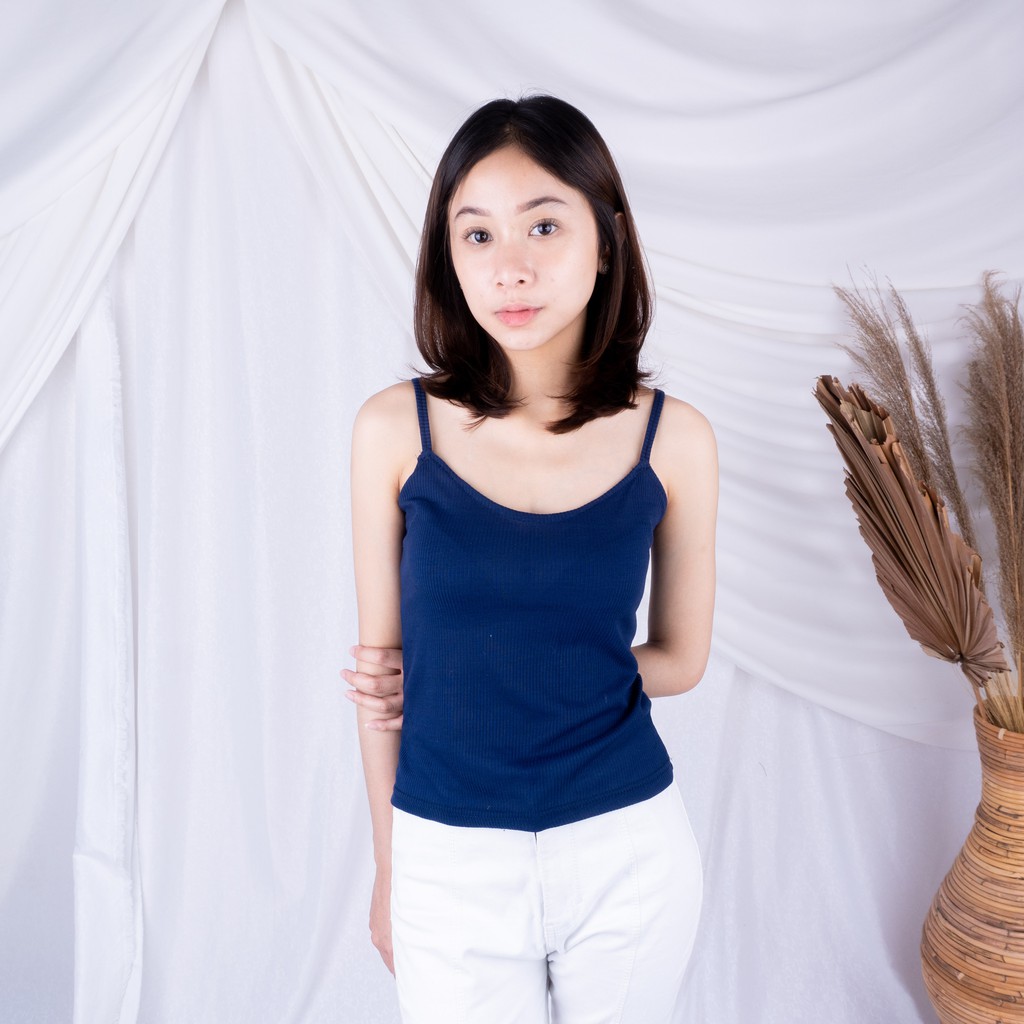 Tanktop Kamisol RIB | Korea Knit Tank Top / Kamisol / Tanktop Polos-NAVY