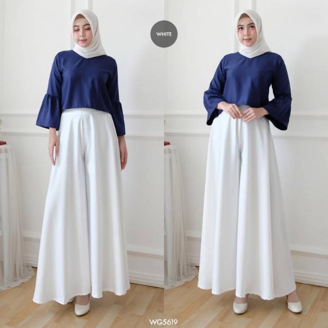 WIDE WHITE PANTS FIT TO L Kulot Lebar Putih Palazzo Cantik Original Realpict